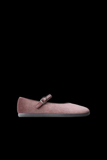 VELVET BALLET FLATS - Pink by Zara - Image 0