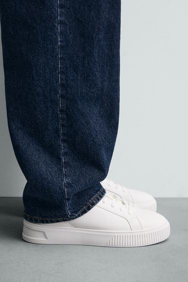 Zara JEDNOBOJNE PATIKE S DEBELIM ĐONOM – Bela – Slika 0