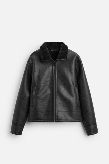 CAZADORA EFECTO PIEL DOBLE FAZ - Negro de Zara