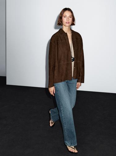 Zara Suede leather overshirt - Brown