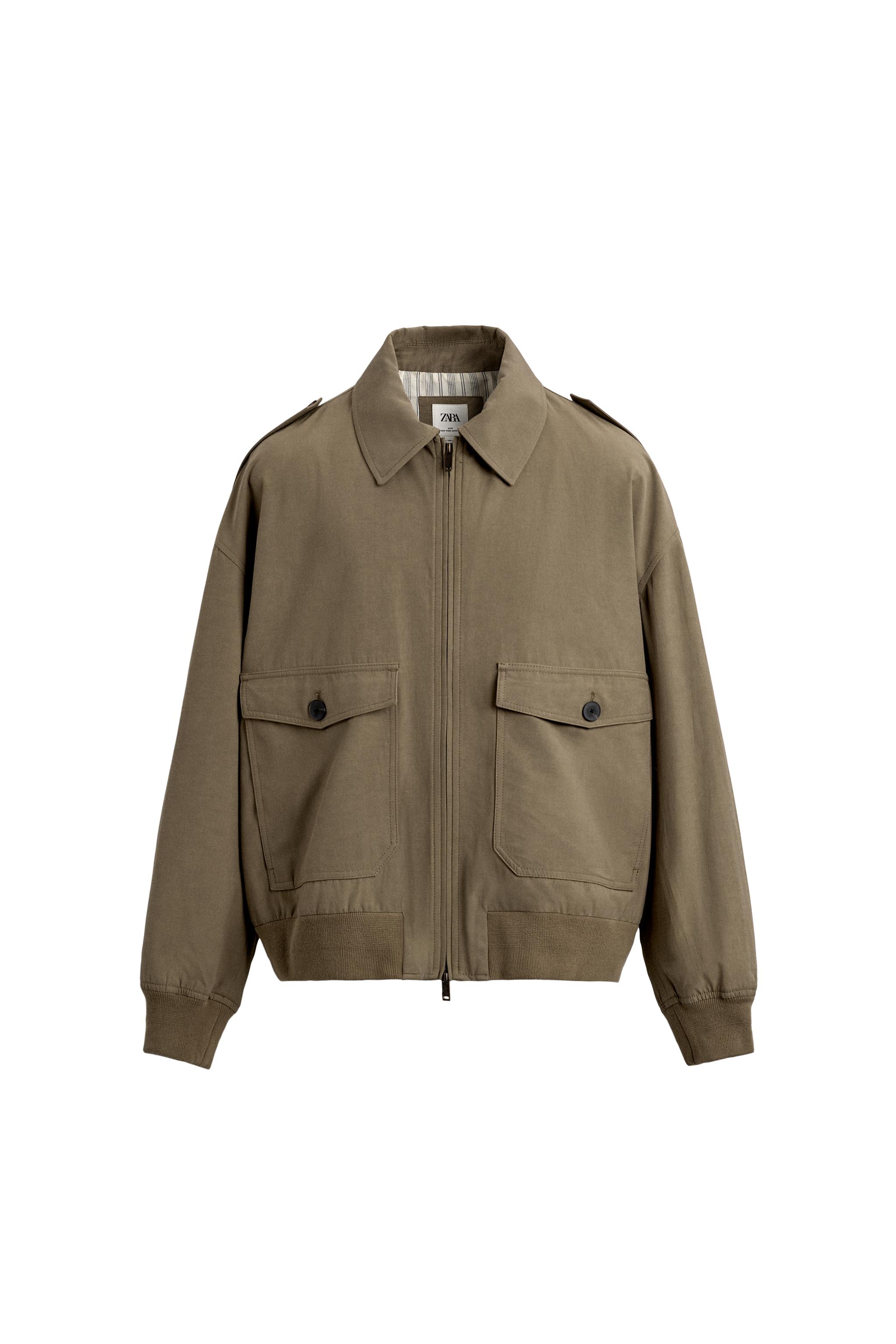 RELAXED FIT VISCOSE - COTTON LIMITED EDITION JACKET - Khaki | ZARA