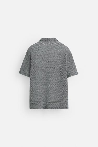 CHEMISE STRUCTURÉE OUVERTE - Bleu marine / Blanc de Zara - Image 7