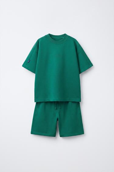 INTERLOCK T-SHIRT AND BERMUDA SHORTS SET - Green by Zara