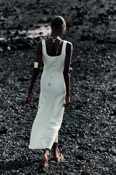 CROCHET MIDI DRESS - Ecru by Zara - Image 2