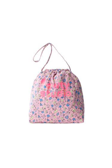 FLORAL AND TEXT PRINTED BAG - Pink / Lilac by Zara - Image 0