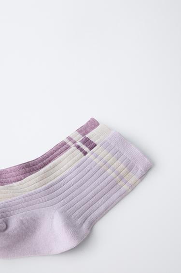 3-PACK OF STRIPED LONG SOCKS - Purple marl by Zara - Image 1