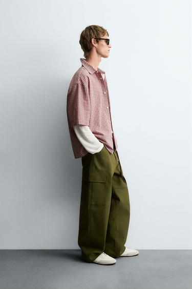 RELAXED FIT CHECK SHIRT - White / Red by Zara - Image 3