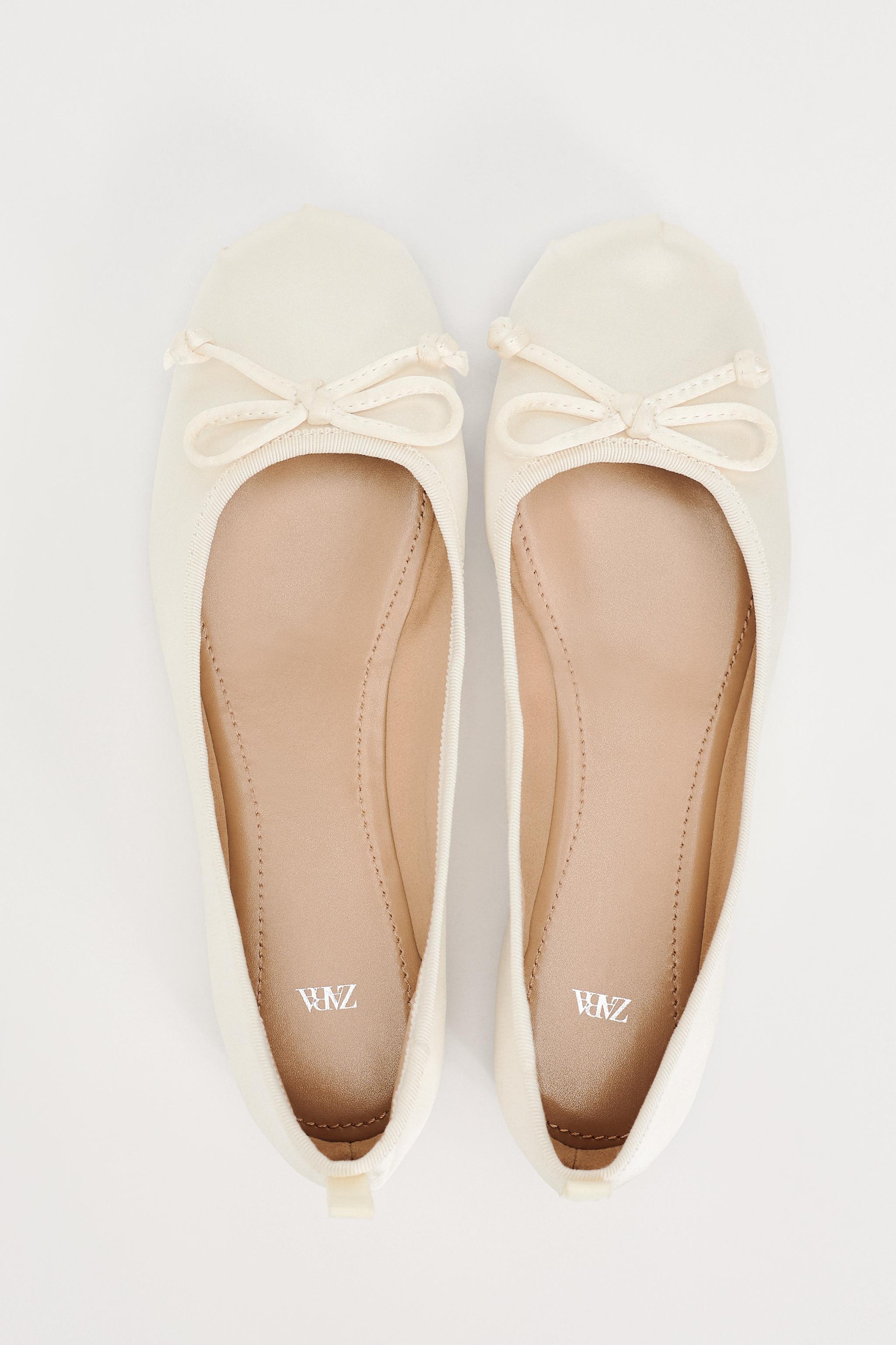 BOW TRIM FABRIC BALLET FLATS