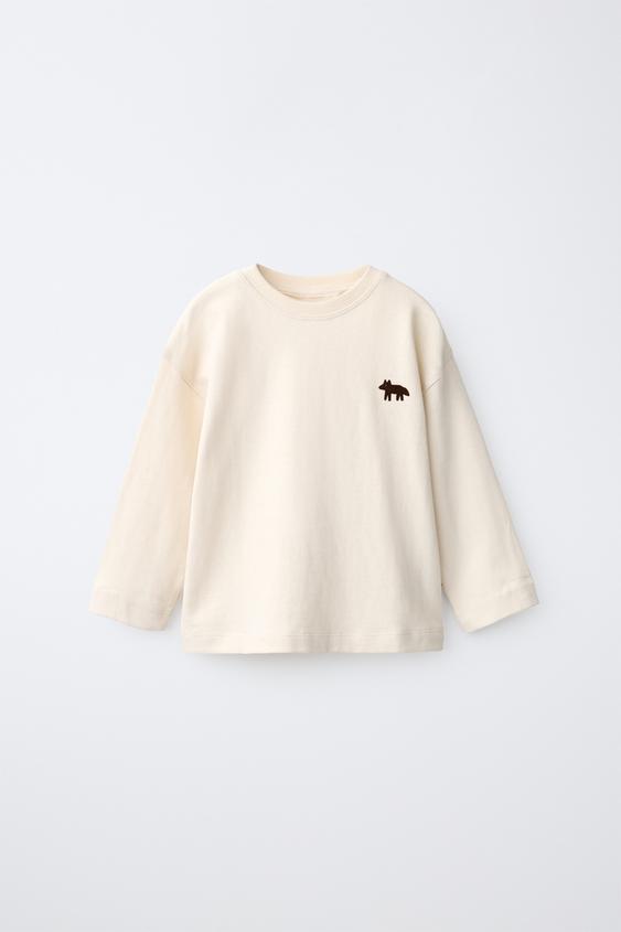 PLAYERA HEAVY WEIGHT SOFT TOUCH ESTAMPADO FLOCK - Crema de Zara - Imagen 0