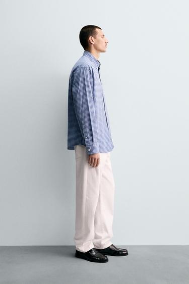 REGULAR FIT CHECK SHIRT - Blue by Zara - Image 3