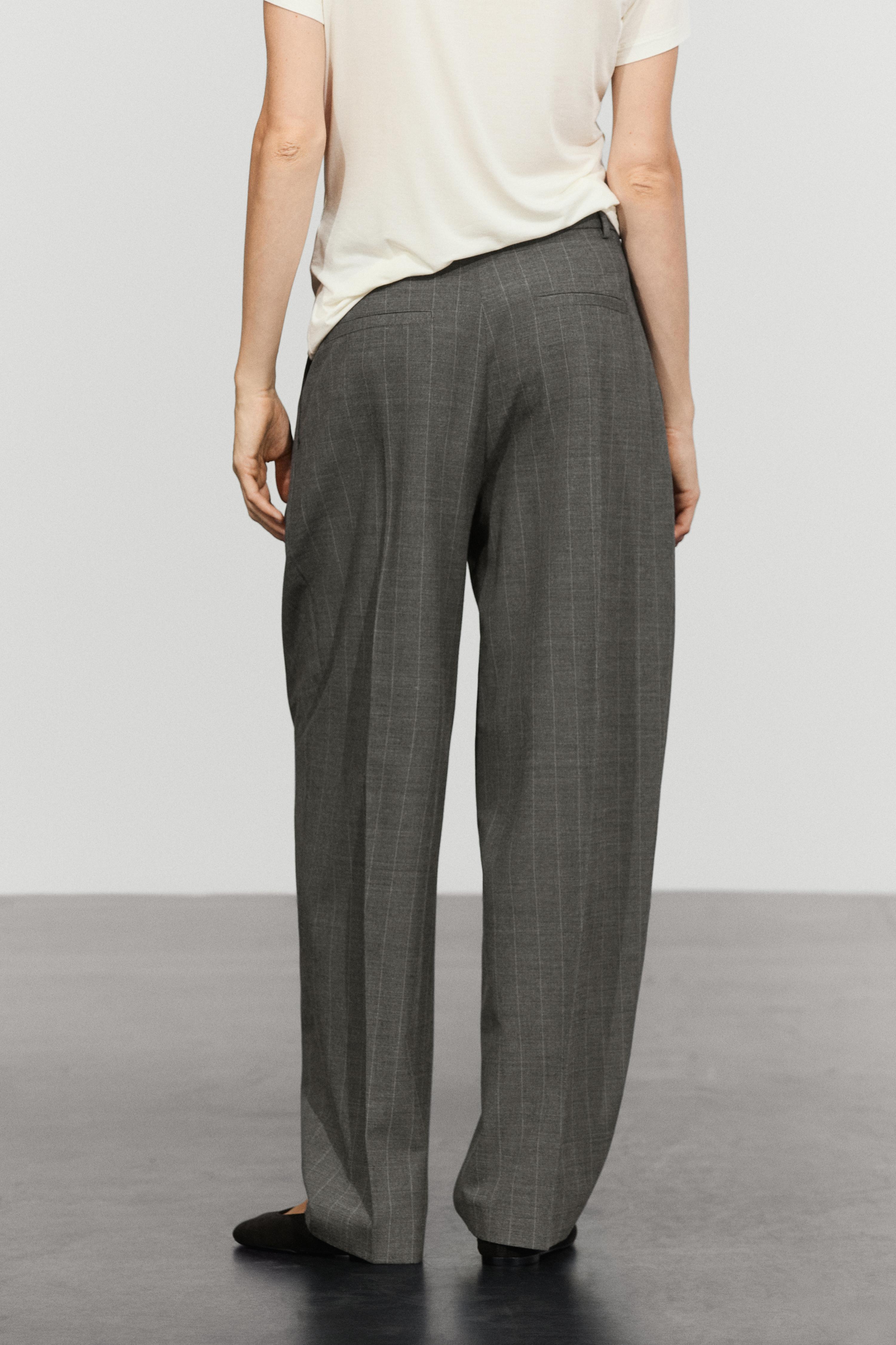 Pinstripe carrot fit pants