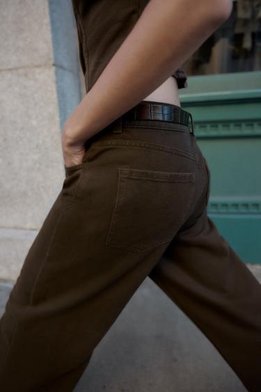JEAN Z1975 WIDE LEG TAILLE HAUTE CEINTURE - Marron de Zara - Image 4
