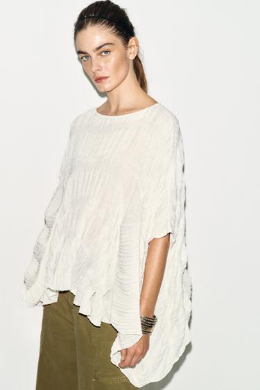 TOP CAPE TEXTURÉ - Blanc de Zara - Image 3