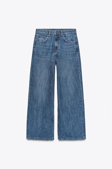 TRF WIDE-LEG MID-WAIST JEANS - Navy blue by Zara