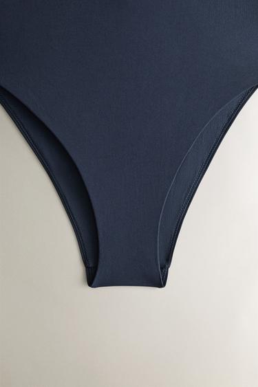 MAILLOT DE BAIN DE PLAGE À FINES BRETELLES - Bleu de Zara - Image 2