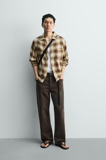 FLOWING CHECK SHIRT - Grey / Tan by Zara - Image 0