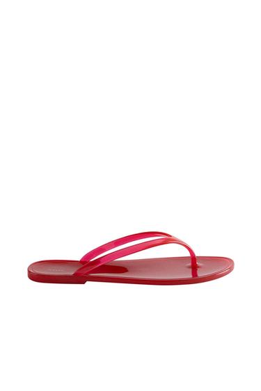 FLAT JELLY SANDALS - Red by Zara