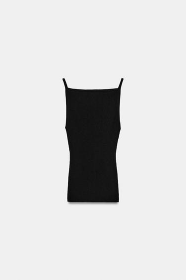 TOP HALTER PUNTO RIB - Negro de Zara
