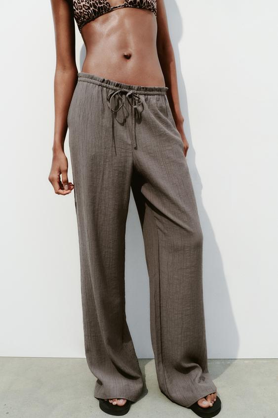 ZARA Woman TROUSERS, TROUSERS WITH POCKETS Pearl Grey
