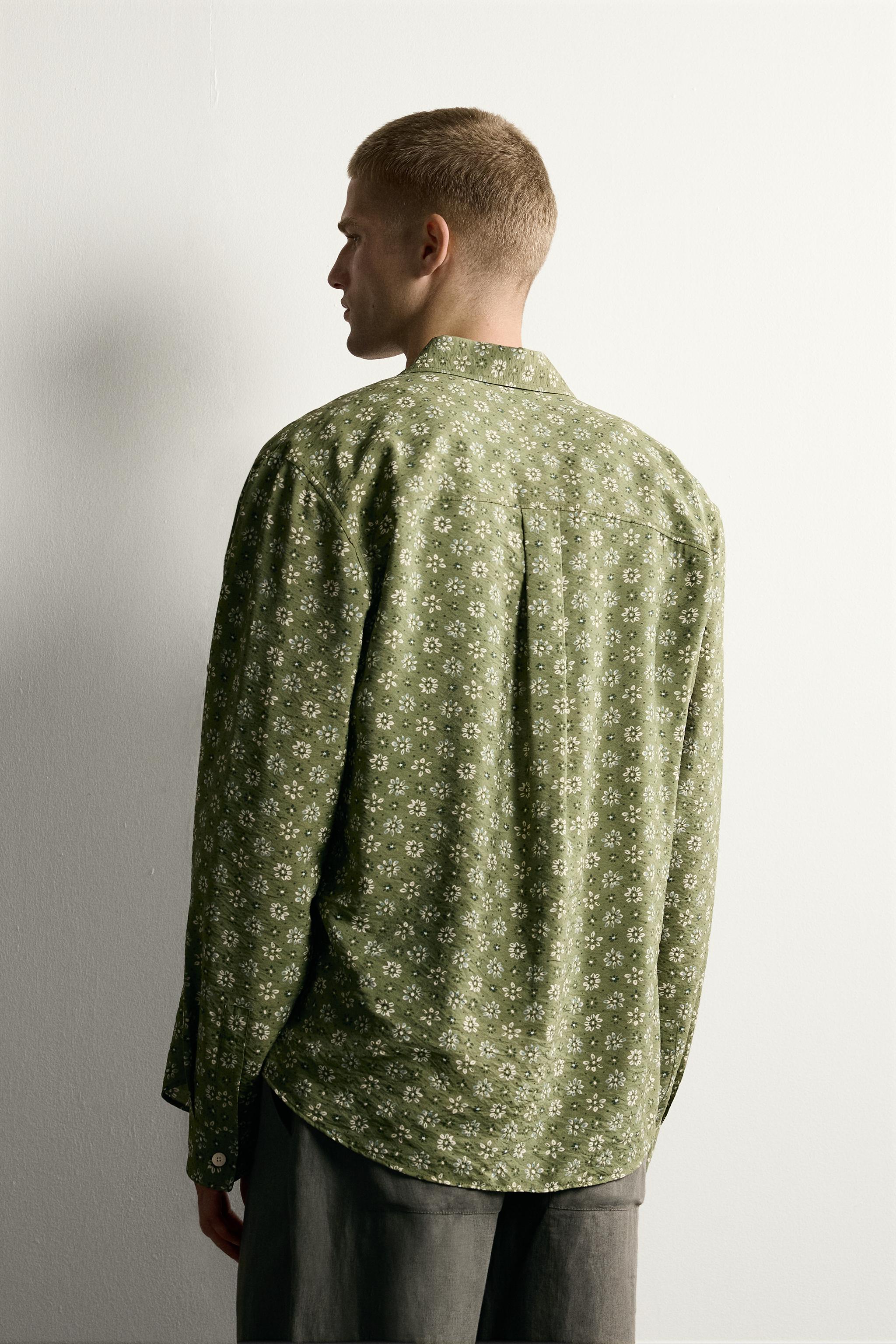 Мужские рубашки Zara FLOWY FLORAL PRINT SHIRT — фото 3