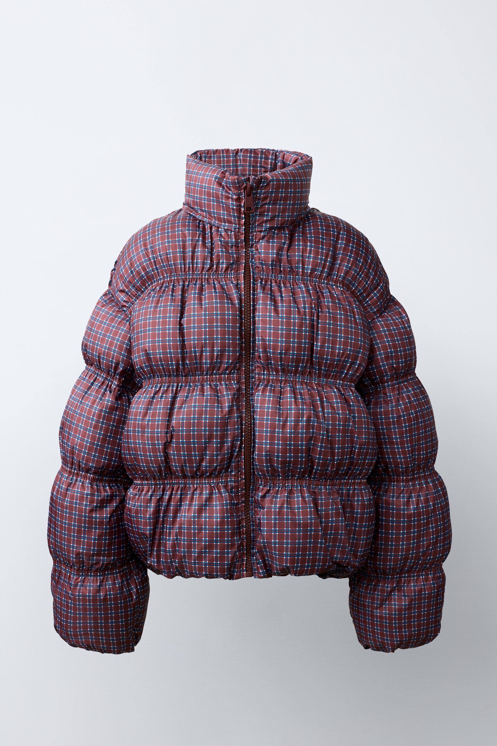 CHECKED QUILTED JACKET - Burgundy | ZARA United States