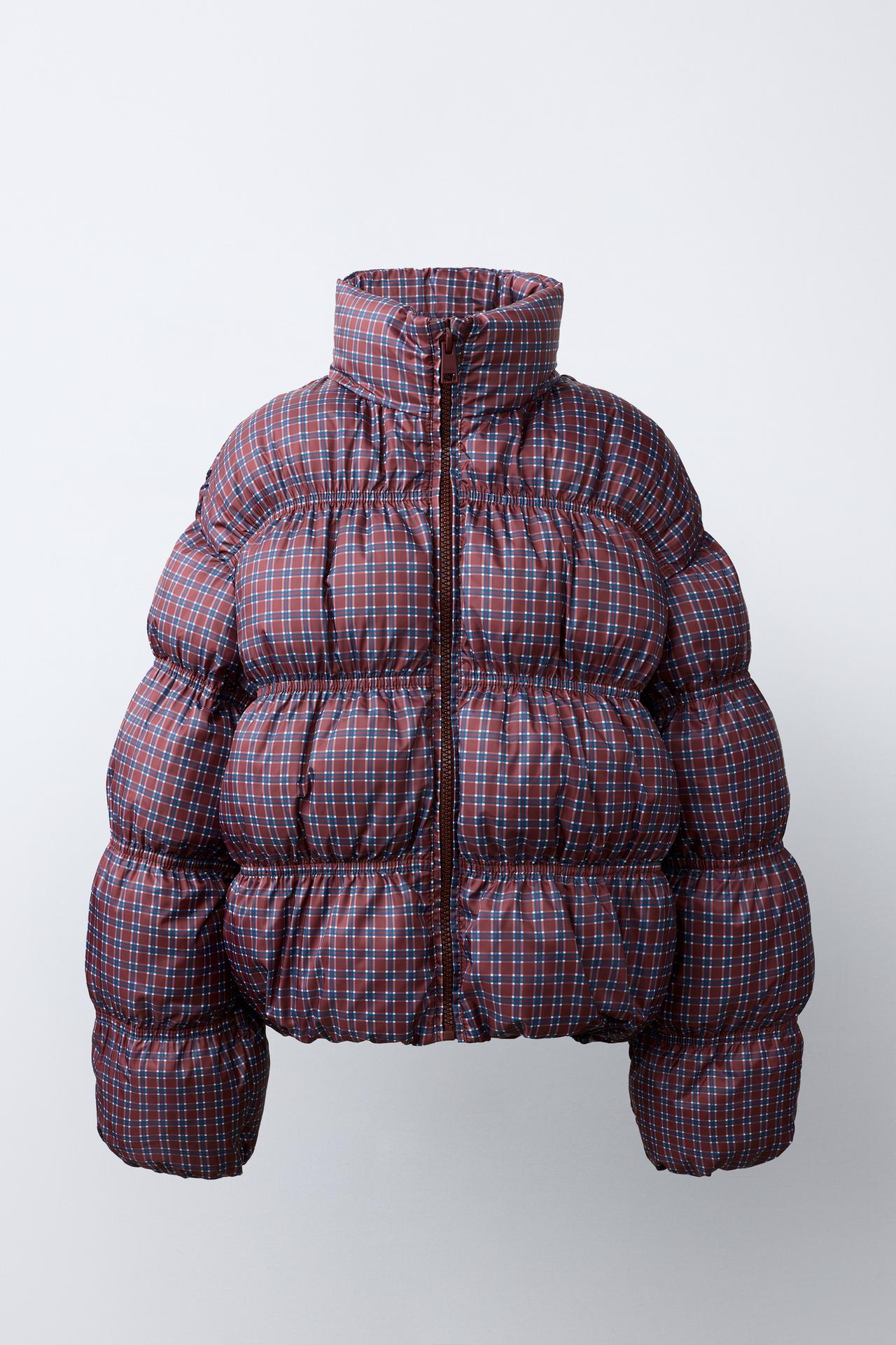 CHECKED QUILTED JACKET — Burgundy