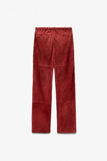 PANTALON CUIR DAIM LIMITED EDITION - Bordeaux de Zara - Image 5
