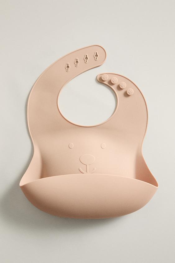 Zara KIDS' SILICONE BEAR BIB - Pink - Image 0
