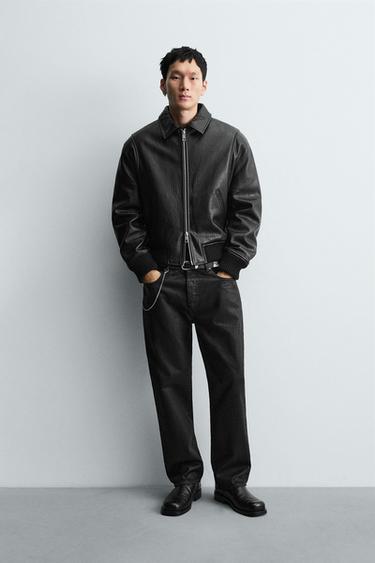 TEXTURED FAUX LEATHER JACKET - Black by Zara - Image 0