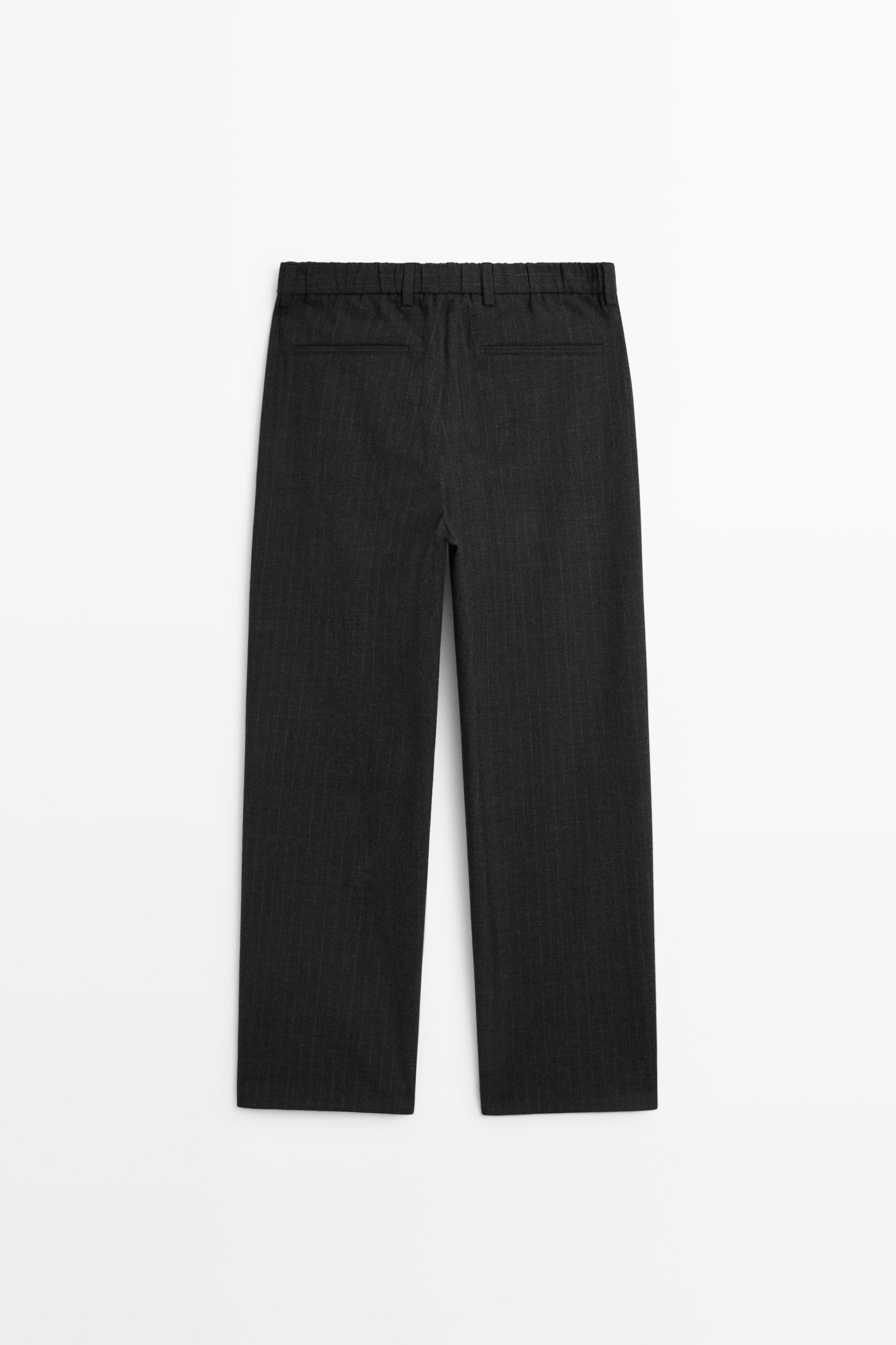 100% wool striped relaxed fit trousers