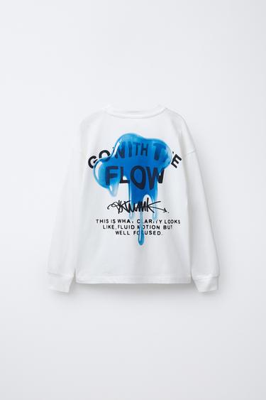 T-SHIRT À IMPRIMÉ GOUTTE - Blanc de Zara - Image 1