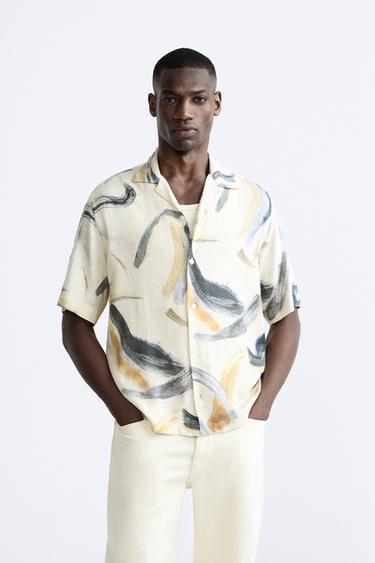 PUBLIC BEACH Linen Short Sleeve Shirt - White