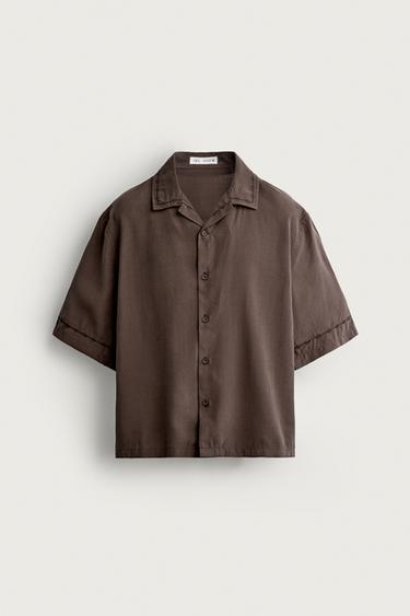RELAXED FIT HEMD MIT STICKEREI - Braun von Zara