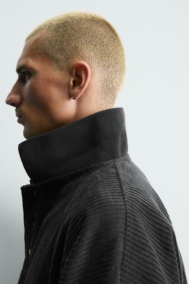 EMBROIDERED CORDUROY POLO SHIRT - Anthracite grey by Zara