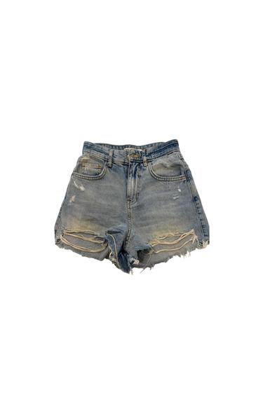 ZIP FRONT DISTRESSED DENIM