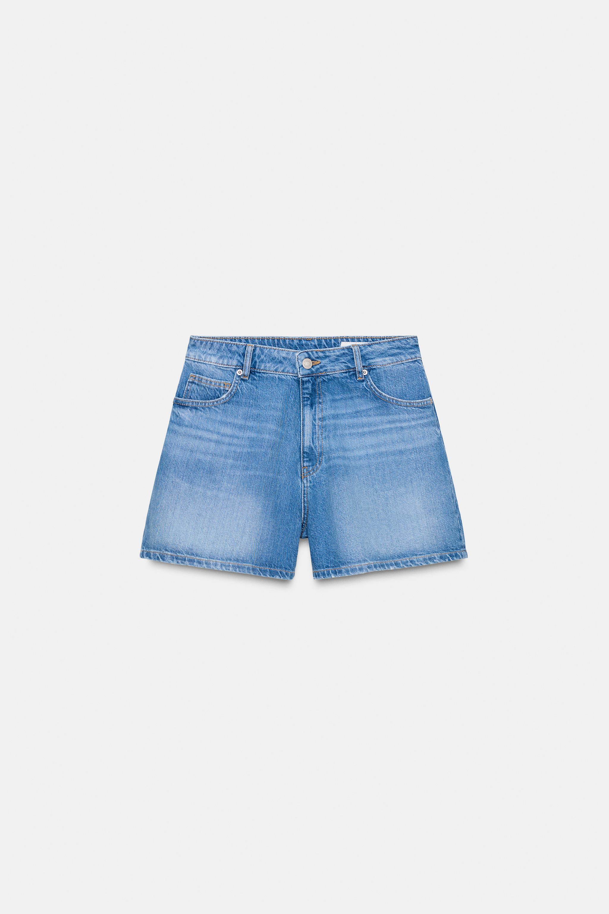 ZW COLLECTION MID-WAIST DENIM SHORTS - Blue | ZARA South Africa