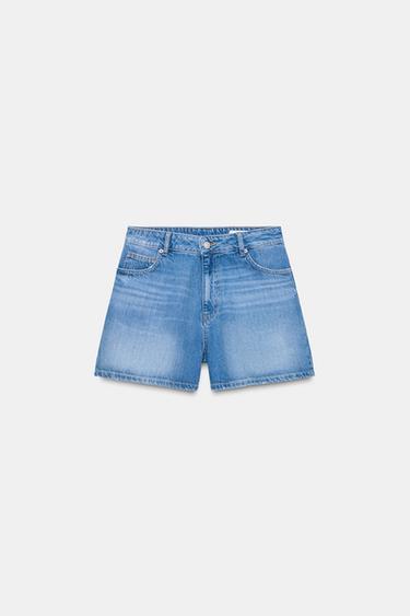 ZW COLLECTION MID-WAIST DENIM SHORTS - Light blue by Zara