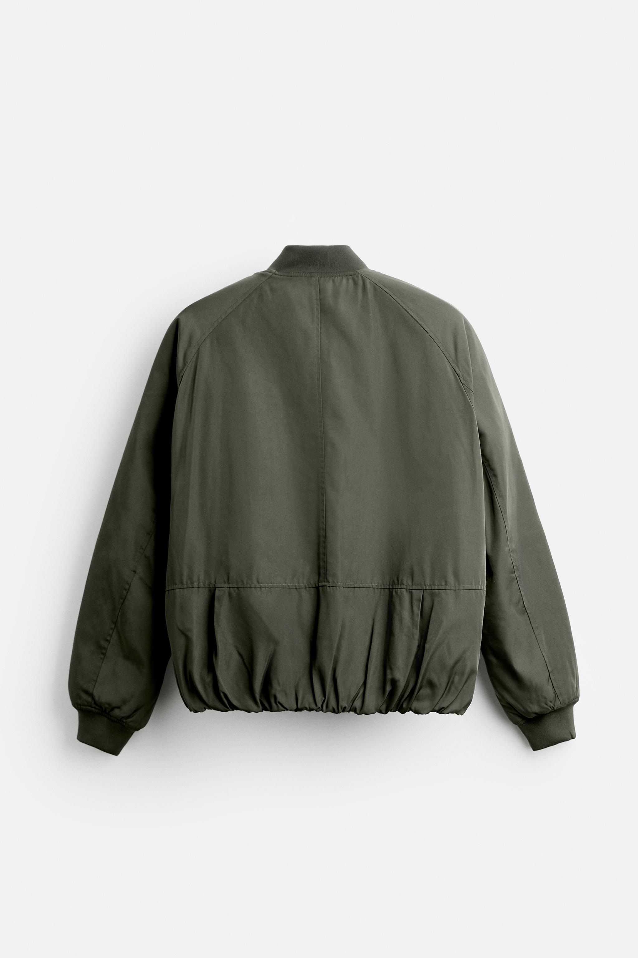 Olive green bomber jacket zara best sale