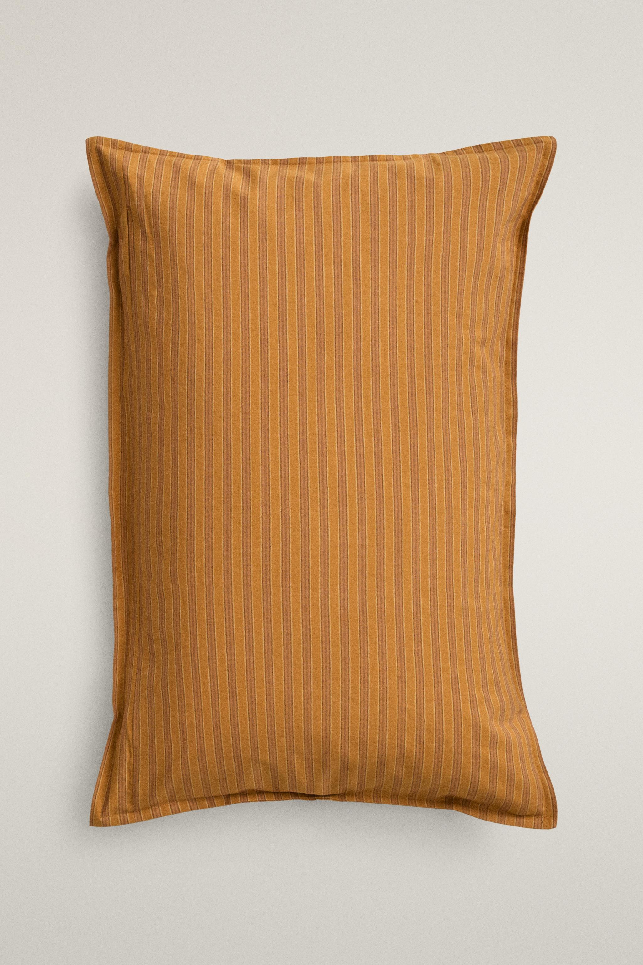 STRIPED THROW PILLOW COVER — Mustard