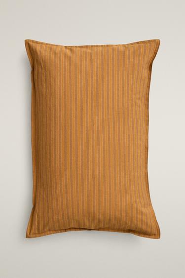 Zara STRIPED CUSHION COVER - 芥末色 - 圖片 0
