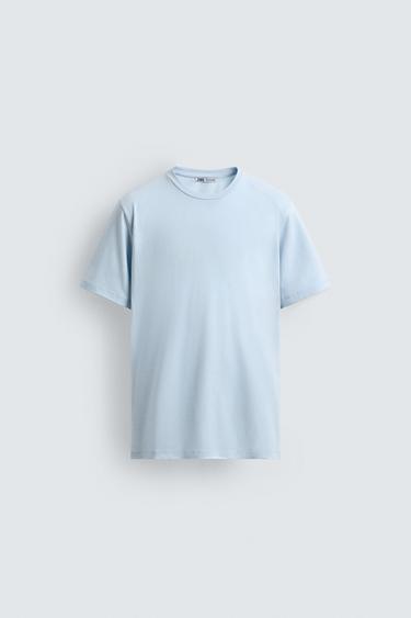 Zara BASIC SLIM FIT T-SHIRT - Light blue