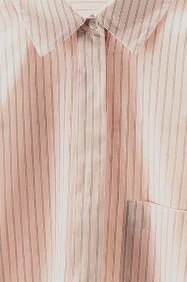 CHEMISE EN COTON RAYÉ - Rose / Blanc de Zara - Image 4