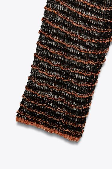 OPEN KNIT SWEATER - BLACK/ORANGE by Zara - Image 7