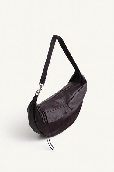 LEATHER BAG - Burgundy Red by Zara