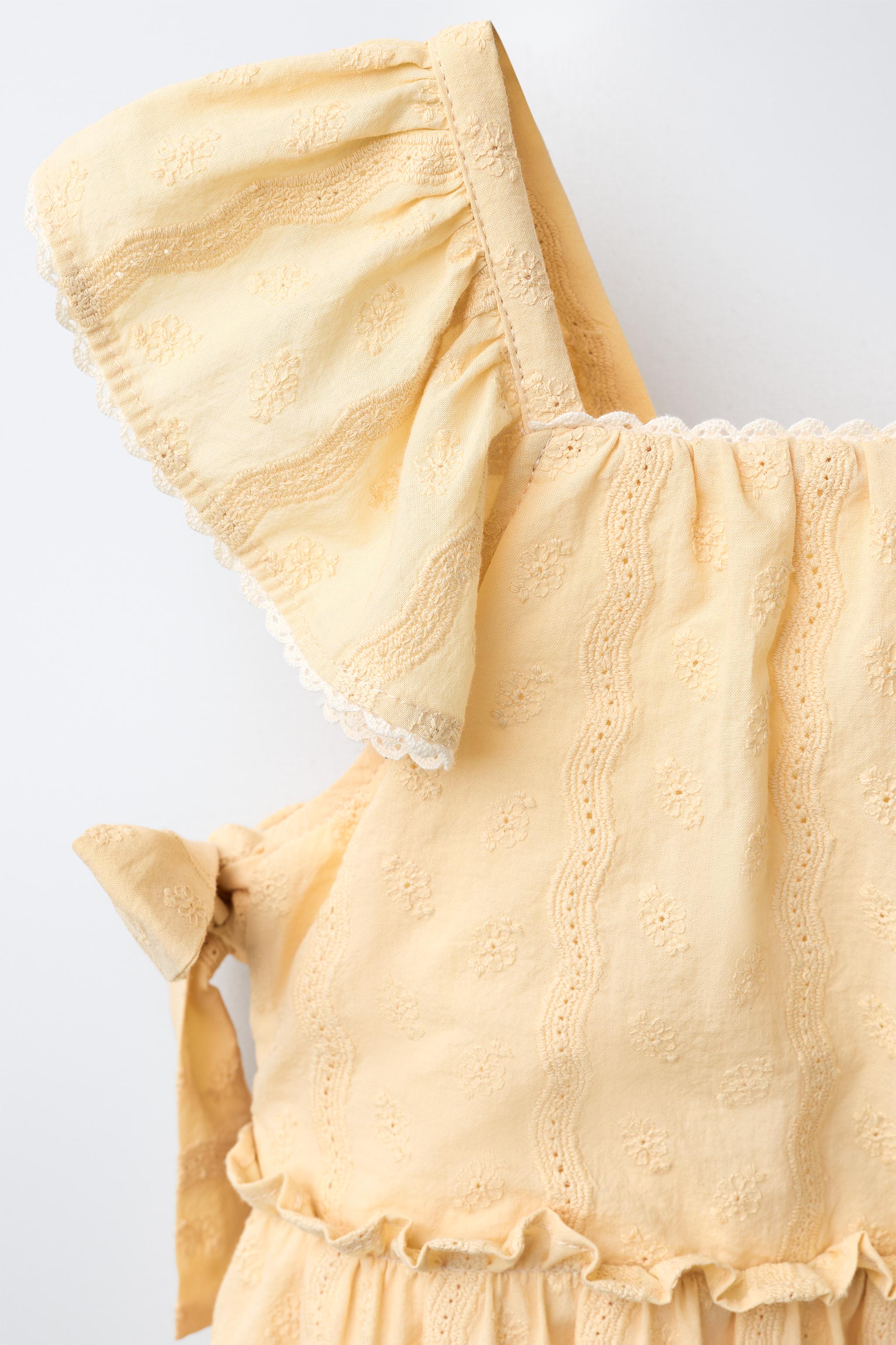 BOW LACE TRIM DRESS - Yellow | ZARA United States