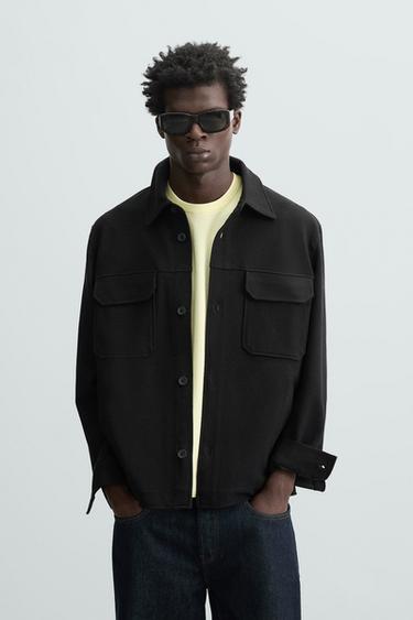 COMFORT TEXTURED OVERSHIRT - Black by Zara