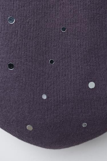 TOP EN MAILLE AVEC MIROIRS - Aubergine de Zara - Image 3