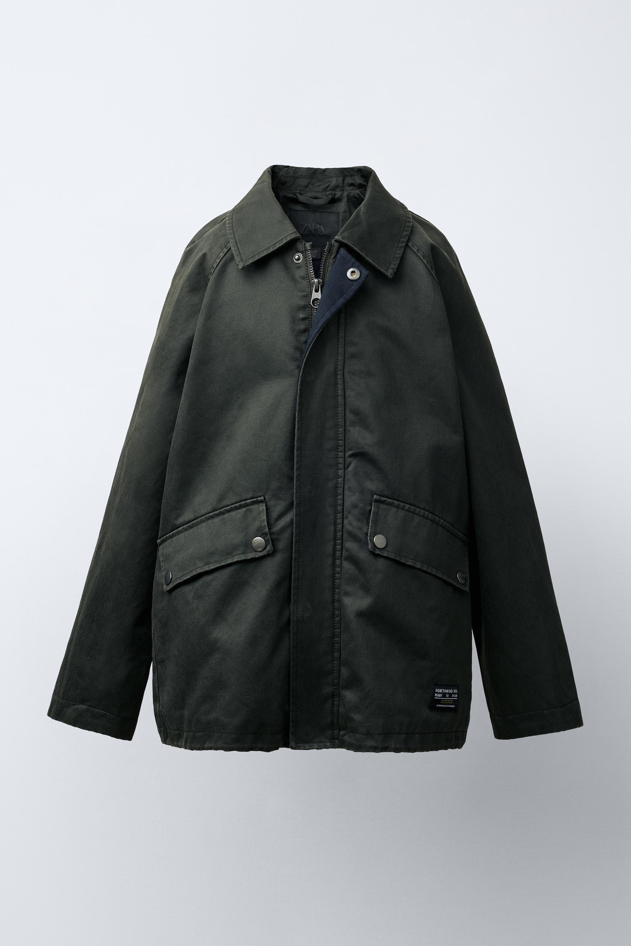 ワックスドジャケット、ラベル付き - カーキ | ZARA Japan / 日本