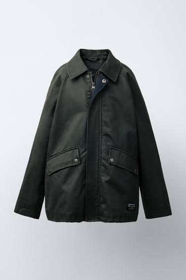 LABEL WAXED JACKET - Khaki by Zara