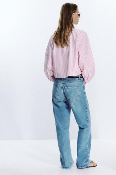 STRIPED POPLIN SHIRT WITH TIES - Pink / White by Zara - Image 2